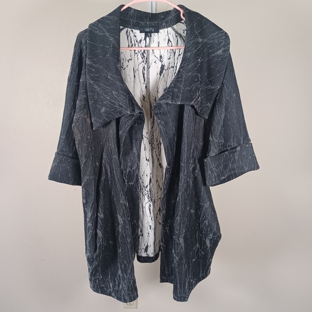 Comfy USA‎ Open Front Marbled Cardigan Sweater Medium Lagenlook Minimalist